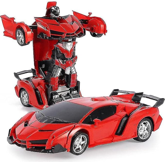 لعبة روبوت سيارة متحولة مع ريموت كنترول للاولاد - بلون احمر