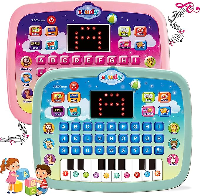 لوح تعليمي للاطفال بشاشة LED لتعليم الحروف الابجدية والارقام والكلمات والموسيقى والرياضيات والتطوير المبكر للاطفال بعمر 3 سنوات فما فوق من وينبيير